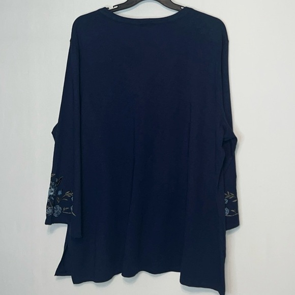 Terra & Sky BOHO Floral Embroidered Blouse 3/4 Sleeve Lace V-Neck Women’s Sz 4X - Picture 2 of 8